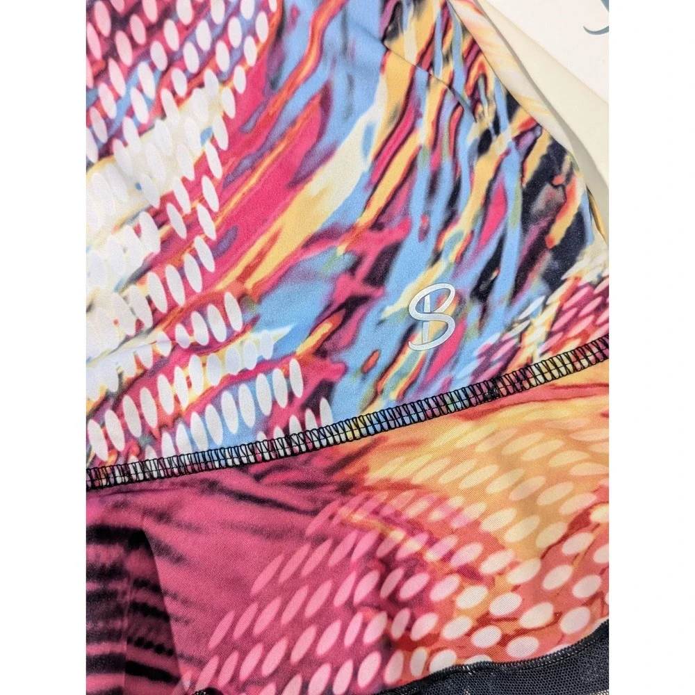 Sofibella NWT Tennis Skort Colorful Abstract Print Mesh Ruffle Size M